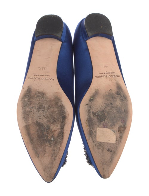 Manolo Blahnik Satin Crystal Embellishments Flats