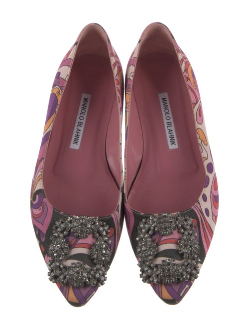 Manolo Blahnik Satin Printed Ballet Flats