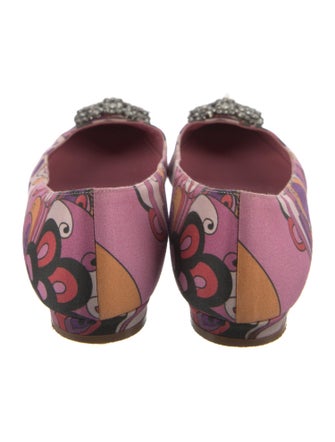 Manolo Blahnik Satin Printed Ballet Flats