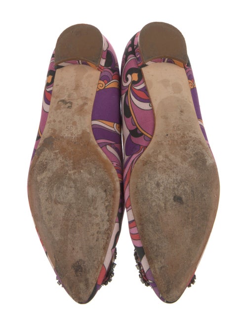 Manolo Blahnik Satin Printed Ballet Flats