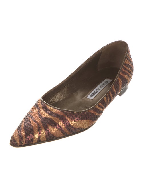 Manolo Blahnik Sequins Animal Print Flats