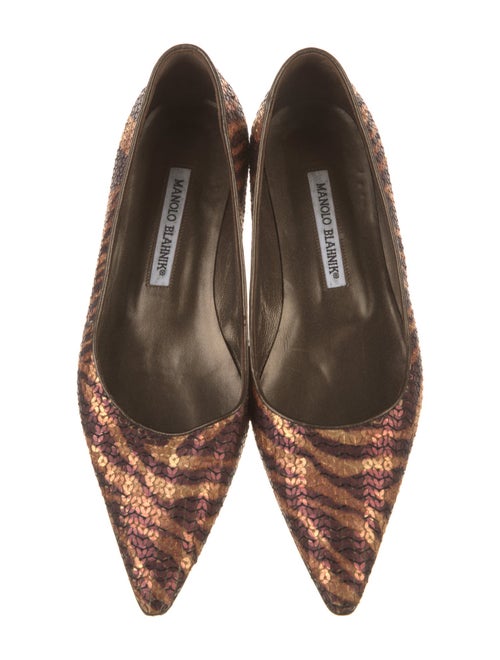 Manolo Blahnik Sequins Animal Print Flats