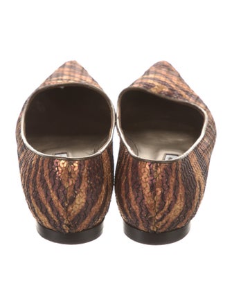 Manolo Blahnik Sequins Animal Print Flats