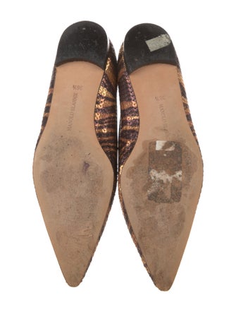 Manolo Blahnik Sequins Animal Print Flats