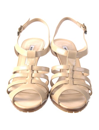 Manolo Blahnik Patent Leather T-Strap Sandals