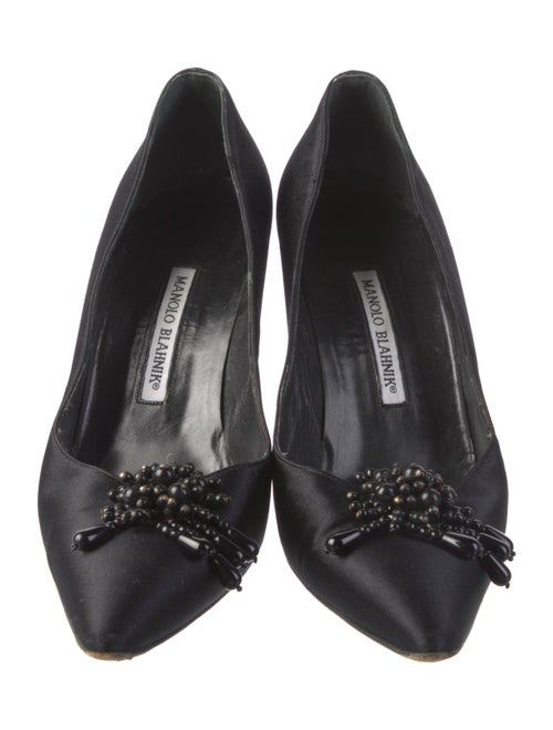 Manolo Blahnik Satin Beaded Accents Pumps