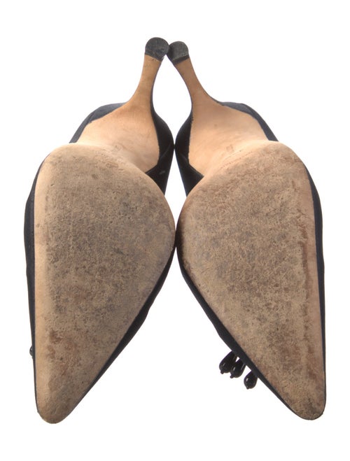 Manolo Blahnik Satin Beaded Accents Pumps