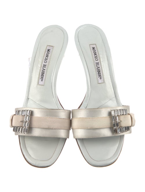 Manolo Blahnik Satin Crystal Embellishments Slides