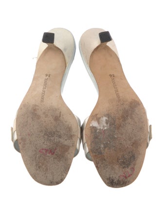 Manolo Blahnik Satin Crystal Embellishments Slides
