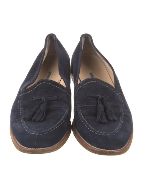 Manolo Blahnik Suede Tassel Accents Loafers