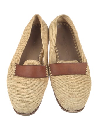 Manolo Blahnik Raffia Colorblock Pattern Loafers