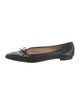 Manolo Blahnik Leather Bow Accents Ballet Flats