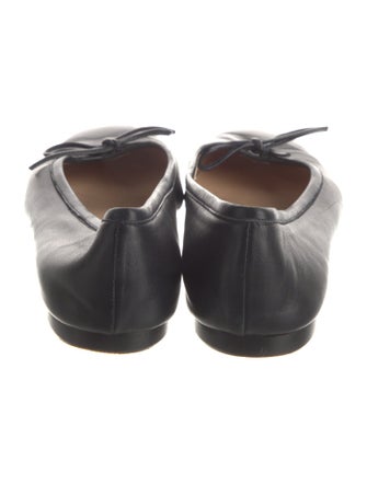Manolo Blahnik Leather Bow Accents Ballet Flats