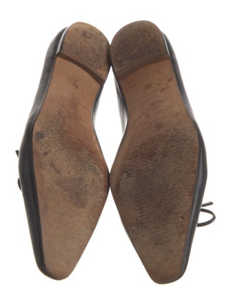 Manolo Blahnik Leather Bow Accents Ballet Flats