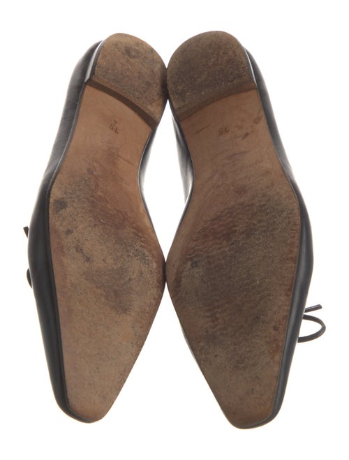 Manolo Blahnik Leather Bow Accents Ballet Flats