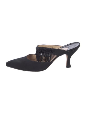 Manolo Blahnik Suede Beaded Accents Mules