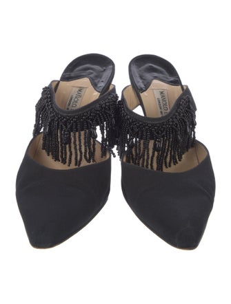 Manolo Blahnik Suede Beaded Accents Mules