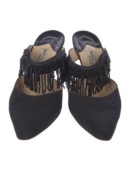 Manolo Blahnik Suede Beaded Accents Mules