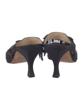 Manolo Blahnik Suede Beaded Accents Mules