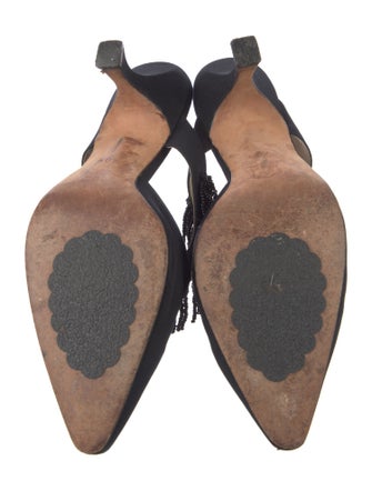 Manolo Blahnik Suede Beaded Accents Mules