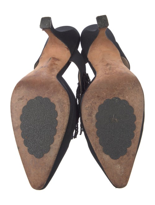 Manolo Blahnik Suede Beaded Accents Mules