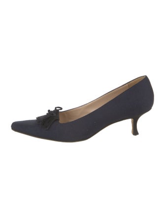 Manolo Blahnik Zaman Bicolor Canvas Pumps