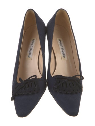 Manolo Blahnik Zaman Bicolor Canvas Pumps