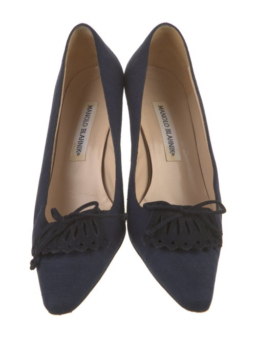 Manolo Blahnik Zaman Bicolor Canvas Pumps