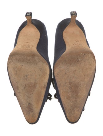 Manolo Blahnik Zaman Bicolor Canvas Pumps