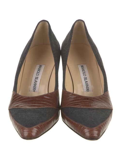 Manolo Blahnik Wool Printed Pumps