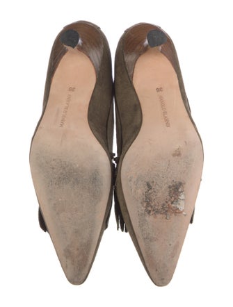 Manolo Blahnik Suede Whipstitch Trim Pumps
