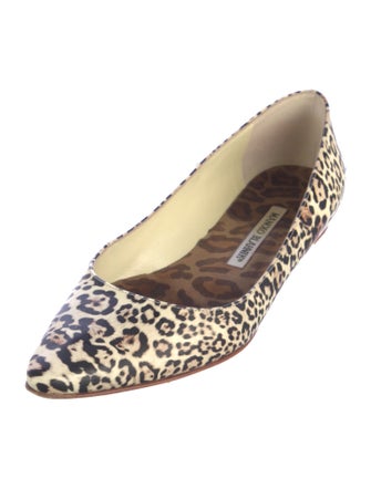 Manolo Blahnik Leather Animal Print Ballet Flats