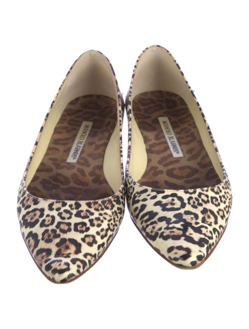 Manolo Blahnik Leather Animal Print Ballet Flats