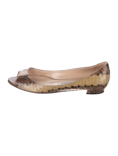 Manolo Blahnik Embossed Leather Animal Print Ballet Flats