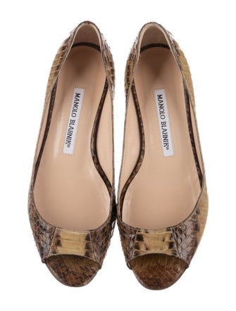 Manolo Blahnik Embossed Leather Animal Print Ballet Flats