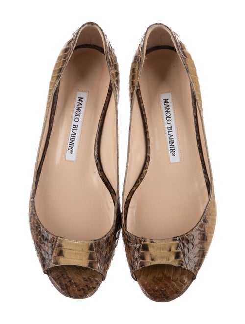 Manolo Blahnik Embossed Leather Animal Print Ballet Flats