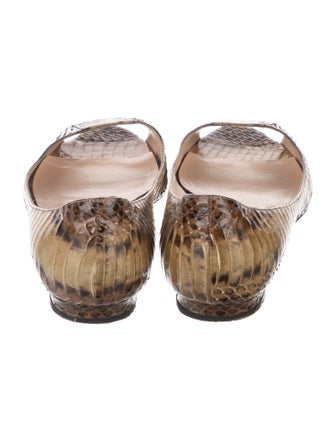 Manolo Blahnik Embossed Leather Animal Print Ballet Flats