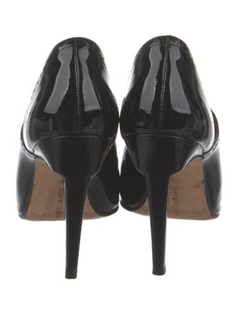 Manolo Blahnik Patent Leather Lasercut Accents D'Orsay Pumps