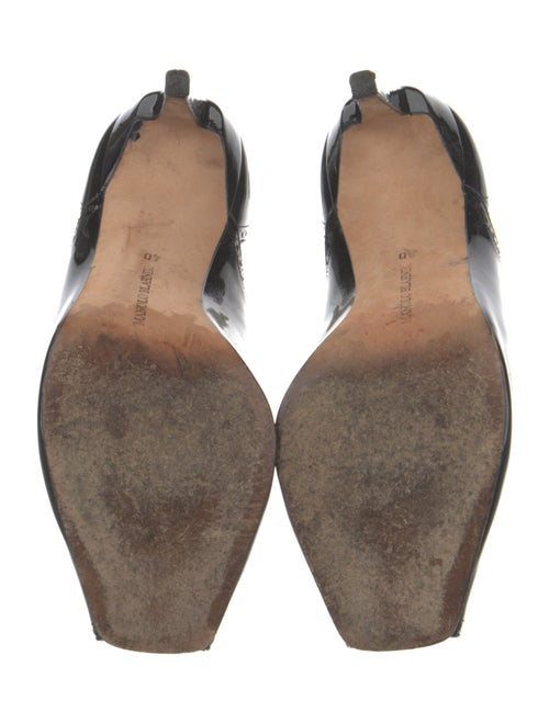 Manolo Blahnik Patent Leather Lasercut Accents D'Orsay Pumps