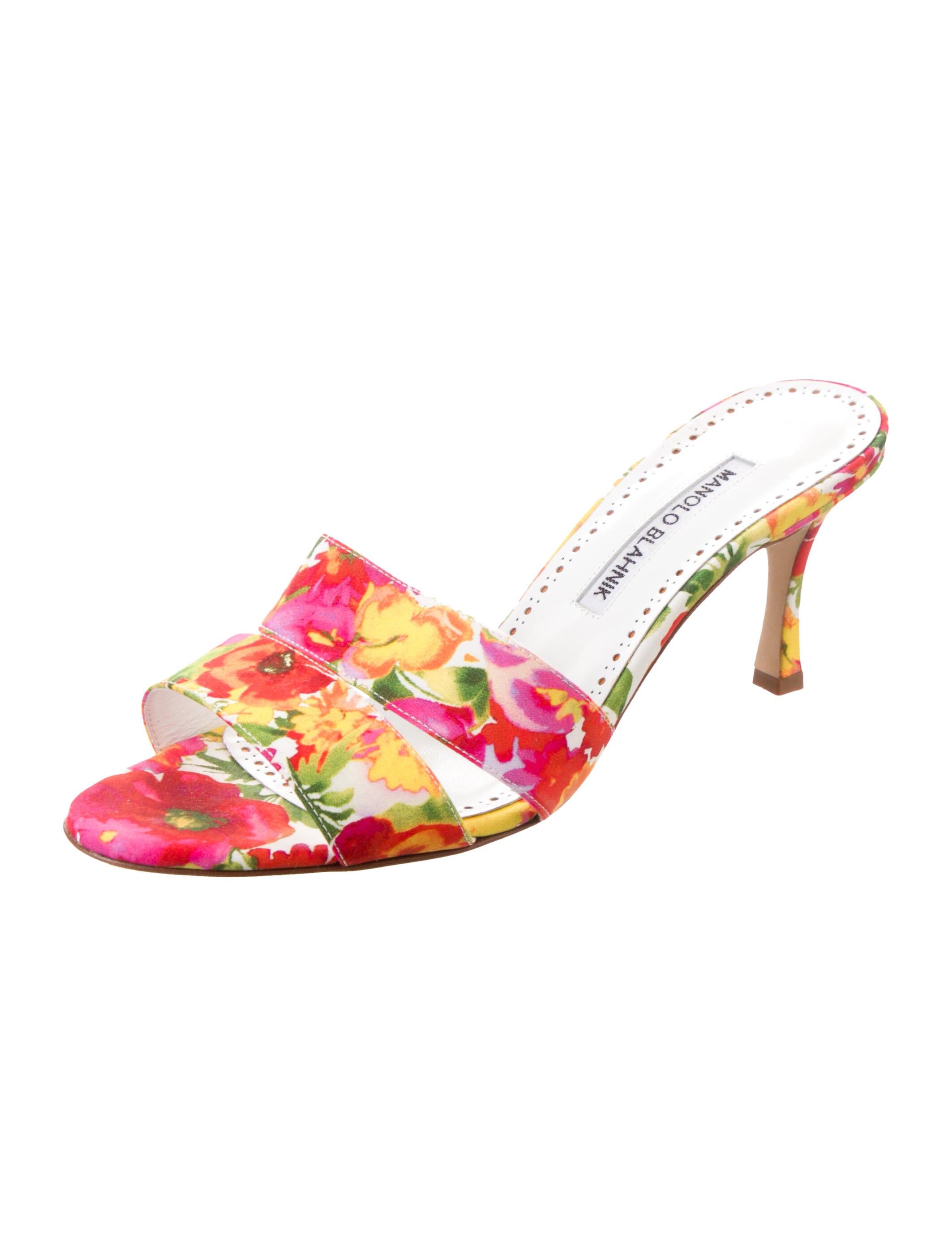 Manolo Blahnik Floral Print Slides