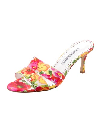 Manolo Blahnik Floral Print Slides
