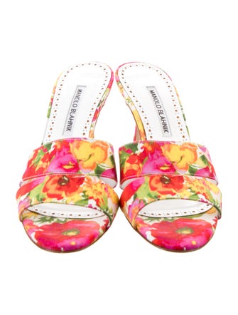 Manolo Blahnik Floral Print Slides