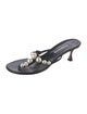 Manolo Blahnik Faux Pearl Accents Leather Slides