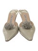 Manolo Blahnik Snakeskin Beaded Accents Mules