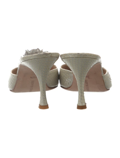 Manolo Blahnik Snakeskin Beaded Accents Mules