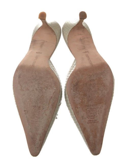 Manolo Blahnik Snakeskin Beaded Accents Mules