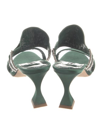 Manolo Blahnik Satin Crystal Embellishments Slides