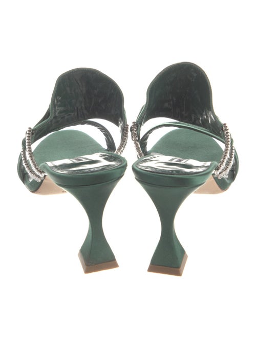Manolo Blahnik Satin Crystal Embellishments Slides