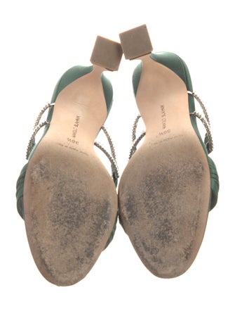 Manolo Blahnik Satin Crystal Embellishments Slides
