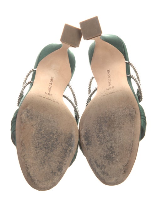 Manolo Blahnik Satin Crystal Embellishments Slides